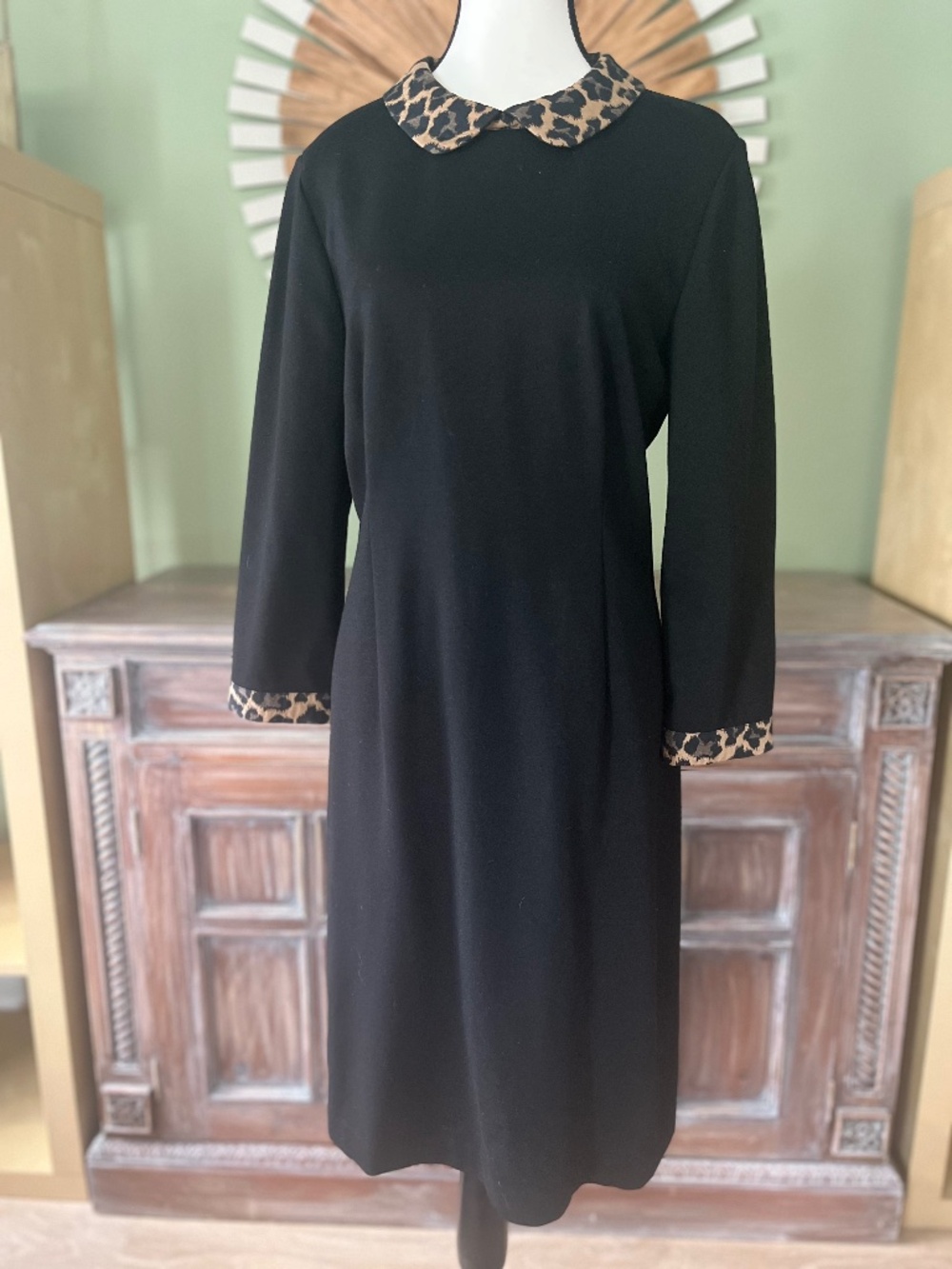 Talbots Ponte Sheath Dress with Leopard accents size 10